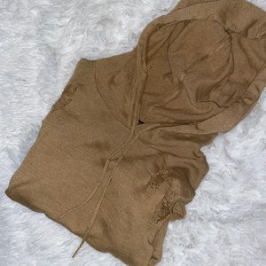 Distressed Cropped Hoodie